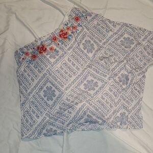 Savanna Jane Blue and White Embroidered Camisole